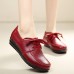Large Size Pure Color Soft Leather Lace Up Round Toe Flat Loafer Shoes Large Size Pure Color Soft Leather Lace Up Round Toe Flat Loafer Shoes
