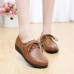 Large Size Pure Color Soft Leather Lace Up Round Toe Flat Loafer Shoes Large Size Pure Color Soft Leather Lace Up Round Toe Flat Loafer Shoes