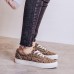 Leopard Grain Lace Up Pattern Flats Loafers Shoes Leopard Grain Lace Up Pattern Flats Loafers Shoes