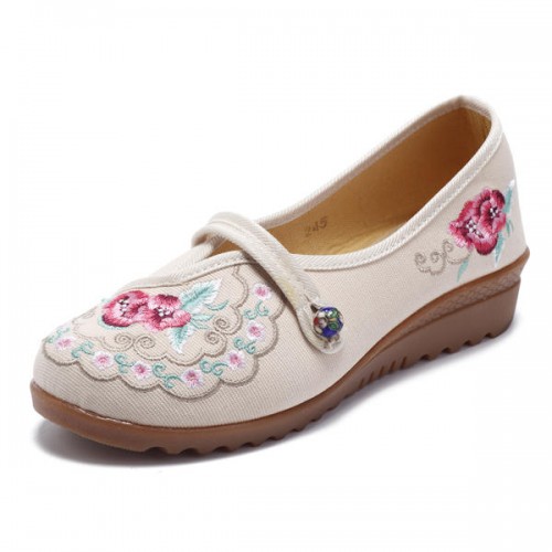 Vintage Old Peking Women Shoes Flower Embroidery Comfortable Soft Flats Vintage Old Peking Women Shoes Flower Embroidery Comfortable Soft Flats