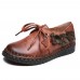 Genuine Leather Lace Up Soft Sole Flowers Flat Loafers Genuine Leather Lace Up Soft Sole Flowers Flat Loafers