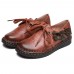 Genuine Leather Lace Up Soft Sole Flowers Flat Loafers Genuine Leather Lace Up Soft Sole Flowers Flat Loafers