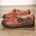 Genuine Leather Lace Up Soft Sole Flowers Flat Loafers Genuine Leather Lace Up Soft Sole Flowers Flat Loafers