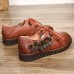 Genuine Leather Lace Up Soft Sole Flowers Flat Loafers Genuine Leather Lace Up Soft Sole Flowers Flat Loafers