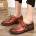 Genuine Leather Lace Up Soft Sole Flowers Flat Loafers Genuine Leather Lace Up Soft Sole Flowers Flat Loafers