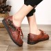 Genuine Leather Lace Up Soft Sole Flowers Flat Loafers Genuine Leather Lace Up Soft Sole Flowers Flat Loafers