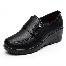 Casual Wedges Pure Color Slip On Loafers