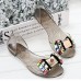 Women Summer Chic Beach Sandals Peep Toe Flat Rhinestone Shoes Women Summer Chic Beach Sandals Peep Toe Flat Rhinestone Shoes