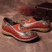 SOCOFY Round Toe Splicing Printing Pattern Genuine Leather Flats Shoes SOCOFY Round Toe Splicing Printing Pattern Genuine Leather Flats Shoes