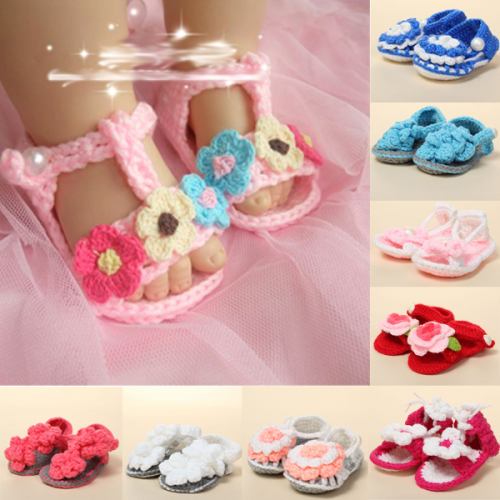 Baby Toddler Handmade Sandals Crochet Knit Flower Shoes Baby Toddler Handmade Sandals Crochet Knit Flower Shoes