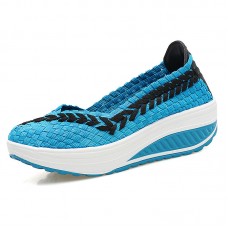 Colorful Knitted Slip On Rocker Sole Shoes For Women