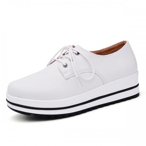 Lace Up Platform Heels Sneakers Round Toe Soft Sole Shoes Lace Up Platform Heels Sneakers Round Toe Soft Sole Shoes