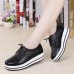 Lace Up Platform Heels Sneakers Round Toe Soft Sole Shoes Lace Up Platform Heels Sneakers Round Toe Soft Sole Shoes