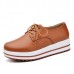 Lace Up Platform Heels Sneakers Round Toe Soft Sole Shoes Lace Up Platform Heels Sneakers Round Toe Soft Sole Shoes