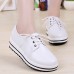 Lace Up Platform Heels Sneakers Round Toe Soft Sole Shoes Lace Up Platform Heels Sneakers Round Toe Soft Sole Shoes