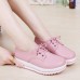 Lace Up Platform Heels Sneakers Round Toe Soft Sole Shoes Lace Up Platform Heels Sneakers Round Toe Soft Sole Shoes