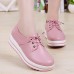 Lace Up Platform Heels Sneakers Round Toe Soft Sole Shoes Lace Up Platform Heels Sneakers Round Toe Soft Sole Shoes