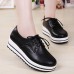 Lace Up Platform Heels Sneakers Round Toe Soft Sole Shoes Lace Up Platform Heels Sneakers Round Toe Soft Sole Shoes
