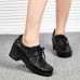 SOCOFY Women Lace Up Leather Casual High Heel Platforms SOCOFY Women Lace Up Leather Casual High Heel Platforms