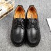 SOCOFY Women Lace Up Leather Casual High Heel Platforms SOCOFY Women Lace Up Leather Casual High Heel Platforms