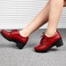 SOCOFY Women Lace Up Leather Casual High Heel Platforms SOCOFY Women Lace Up Leather Casual High Heel Platforms