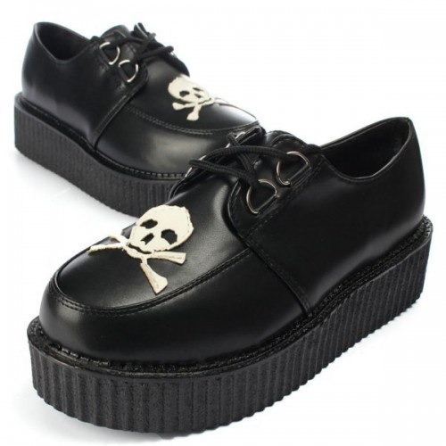 Women's Platform Oxford Shoes Retro Skull Heads Lace-Up Flats Women's Platform Oxford Shoes Retro Skull Heads Lace-Up Flats