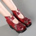 SOCOFY Women Embroidery Genuine Leather Hook Loop Wedge Shoes SOCOFY Women Embroidery Genuine Leather Hook Loop Wedge Shoes