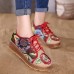 Embroidered Flower Platform Lace Up Folkways Casual Shoes Embroidered Flower Platform Lace Up Folkways Casual Shoes