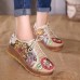 Embroidered Flower Platform Lace Up Folkways Casual Shoes Embroidered Flower Platform Lace Up Folkways Casual Shoes