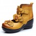 SOCOFY Women Genuine Leather Flower Retro Hook Loop Platporm Shoes SOCOFY Women Genuine Leather Flower Retro Hook Loop Platporm Shoes