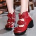 SOCOFY Women Genuine Leather Flower Retro Hook Loop Platporm Shoes SOCOFY Women Genuine Leather Flower Retro Hook Loop Platporm Shoes