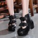SOCOFY Women Genuine Leather Flower Retro Hook Loop Platporm Shoes SOCOFY Women Genuine Leather Flower Retro Hook Loop Platporm Shoes