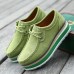 Women Flats Suede Lace Up Platforms Thick Heel Casual Shoes Women Flats Suede Lace Up Platforms Thick Heel Casual Shoes