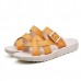 Bandage Buckle Slip On Wedge Sandals Soft Leather Slip On Beach Slipper Sandals Bandage Buckle Slip On Wedge Sandals Soft Leather Slip On Beach Slipper Sandals