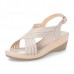 Genuine Leather Hollow Out Shoe Casual Comfy Wedge Sandals Genuine Leather Hollow Out Shoe Casual Comfy Wedge Sandals