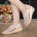 Genuine Leather Hollow Out Shoe Casual Comfy Wedge Sandals Genuine Leather Hollow Out Shoe Casual Comfy Wedge Sandals