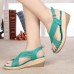 Genuine Leather Hollow Out Shoe Casual Comfy Wedge Sandals Genuine Leather Hollow Out Shoe Casual Comfy Wedge Sandals