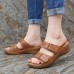 LOSTISY Large Size Casual Comfy Slippers Hook Loop Wedge Sandals LOSTISY Large Size Casual Comfy Slippers Hook Loop Wedge Sandals
