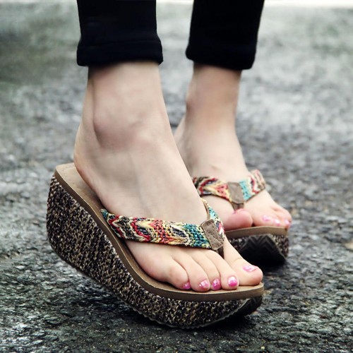 Bohemian Weave Slippers Slip On Wedges Sandals Bohemian Weave Slippers Slip On Wedges Sandals