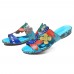 SOCOFY Handmade Pattern Slip On Casual Genuine Leather Sandals