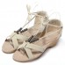 Flat Heel Casual Beaded Lacing Gladiator Small Wedges Shoes Flat Heel Casual Beaded Lacing Gladiator Small Wedges Shoes