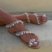 Large Size Pearls Pendant Slip On Casual Flat Sandals For Women Large Size Pearls Pendant Slip On Casual Flat Sandals For Women