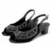 Rhinestone Fish Mouth Casual Square Heel Sandals Rhinestone Fish Mouth Casual Square Heel Sandals