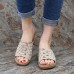 LOSTISY Hollow Out Pattern Lightweight Soft Casual Wedge Sandals LOSTISY Hollow Out Pattern Lightweight Soft Casual Wedge Sandals