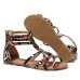 Graffiti Mixed Color Buckle Strap Zip Flat Beach Sandals Graffiti Mixed Color Buckle Strap Zip Flat Beach Sandals