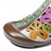 SOCOFY Hand Floral Hollow Hook Loop Genuine Leather Sandals SOCOFY Hand Floral Hollow Hook Loop Genuine Leather Sandals