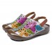 SOCOFY Hand Floral Hollow Hook Loop Genuine Leather Sandals SOCOFY Hand Floral Hollow Hook Loop Genuine Leather Sandals