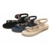 Bohemian Weave Rhinestone Elastic Band Soft Casual Sandals Bohemian Weave Rhinestone Elastic Band Soft Casual Sandals