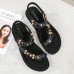 Bohemian Weave Rhinestone Elastic Band Soft Casual Sandals Bohemian Weave Rhinestone Elastic Band Soft Casual Sandals