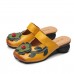 Hollow Out Casual Slip On Leather Wedge Sandals Hollow Out Casual Slip On Leather Wedge Sandals